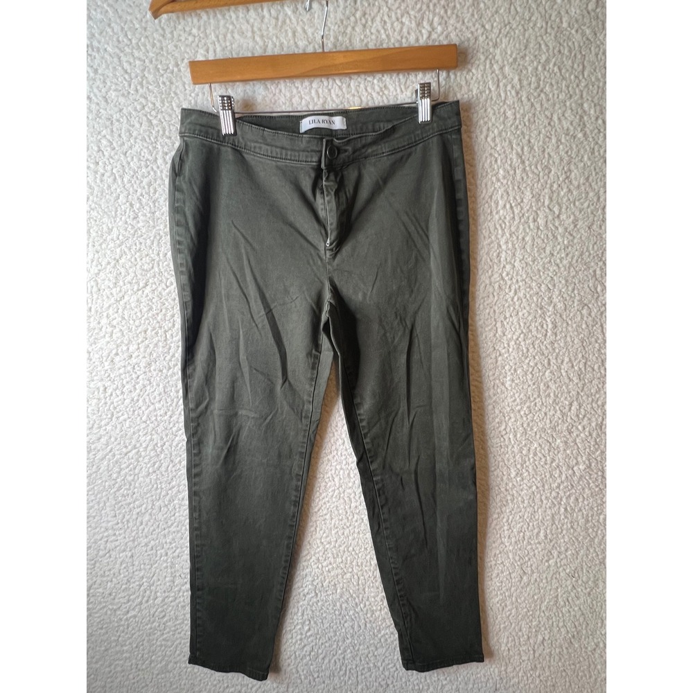 Lila Ryan Womens Olive Green Skinny Tapered Leg Stretch Pants Size 10